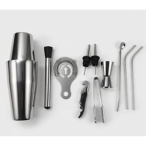 (4) Profesyonel Kokteyl Haz�rlama Seti - Ah�ap Standl� 12 Par�a Boston Shaker