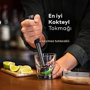 Lks Kokteyl Shaker Seti, Hediye Kutusu, Saklama antas Ve Tarif Kitab - Siyah