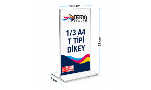 1/3 A4 T Tipi Dikey Pleksi F�yl�k