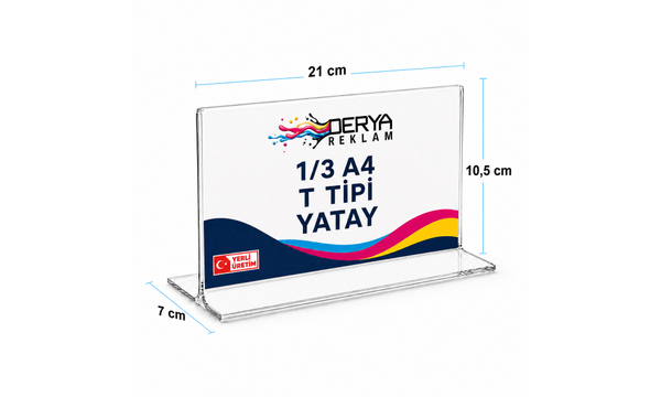 1/3 A4 T Tipi Yatay Pleksi F�yl�k