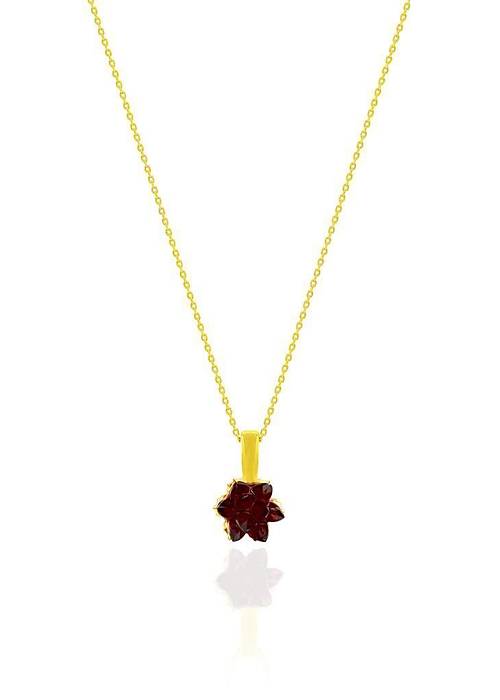 Yakut Taşlı Lotus Çiçeği Kolye Sarı Yaldızlı Gümüş  Kadın Kolye UC-443