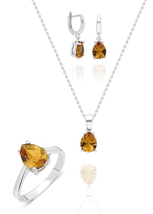 Damla Model Zultanit Taşlı Renk Değiştiren 925 Ayar Gümüş Set SET-349