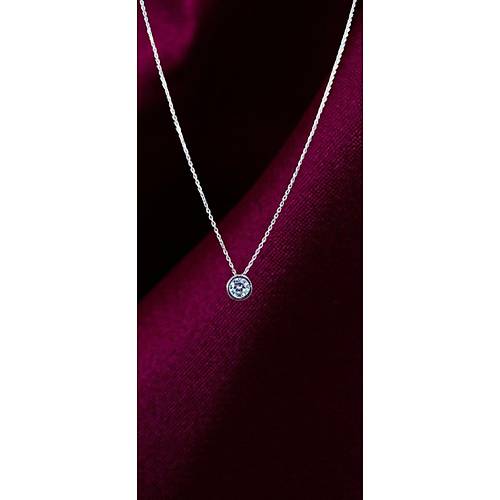 Tek ta�l� Kolye G�m�� Bayan Kolyesi Uc-565