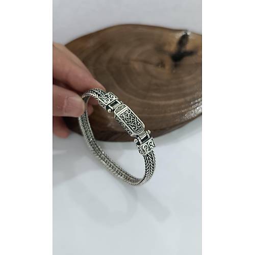 Erkek Bileklik 925 Ayar G�m�� Bileklik Midyat Has�r Modeli Bilezik BLK-421