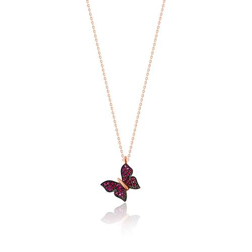 Kelebek Kolye Tal Rose Gm Bayan Kolyesi 925 Ayar Uc-510