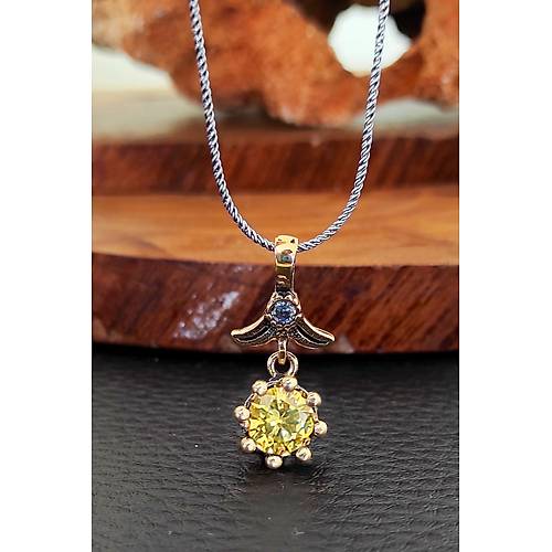 Sar Sitrin Tal Otantik Gm Kolye Kadn Gm Kolye 925 Ayar UC-263
