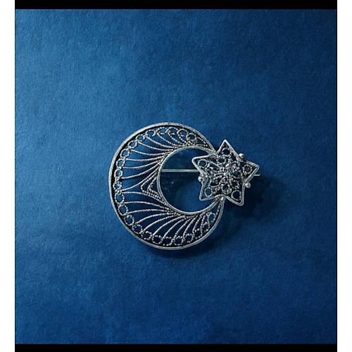 Ay Y�ld�z G�m�� Telkari Bro� Kad�n Yaka Rozeti BRS-173