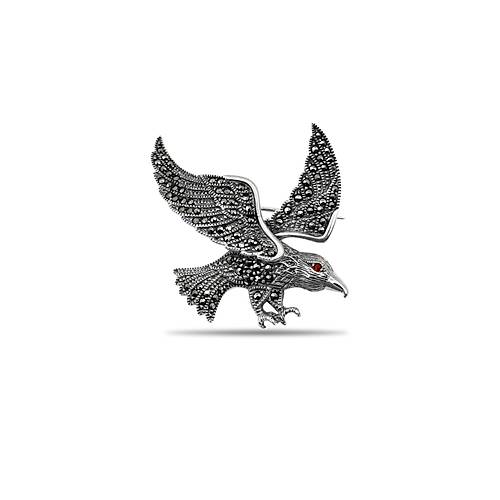 Markazit Tal Kartal Modeli Yaka nesi Kadn Gm Bro 925 Ayar BRS-165