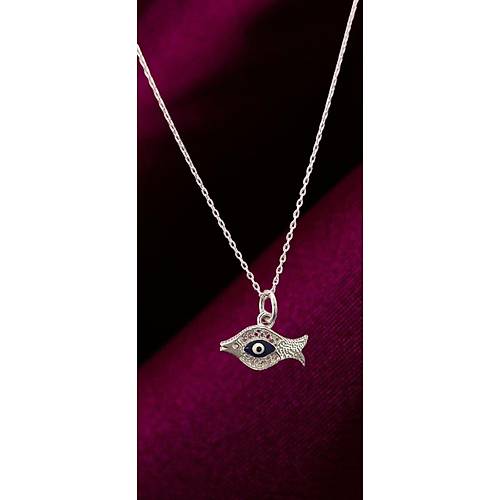 Bal�k Modeli G�m�� Nazar Boncuklu Kolye Uc-566