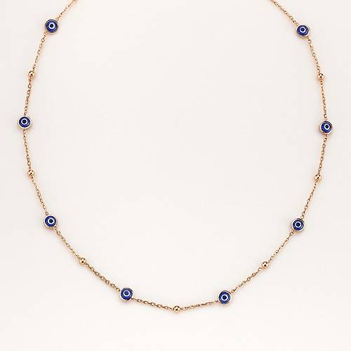 Toplu Kolye Roz G�m�� Kolye Nazar Boncuklu Kolye Uc-563