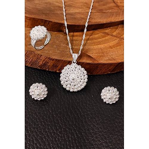 Bereket Modeli El Yapm Telkari Gm Set Yzk Kpe Kolye SET-315