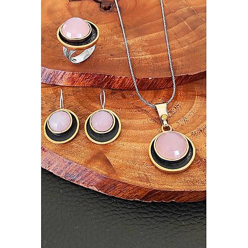 Kuvars Tal Set Otantik Gm l Set Yzk Kpe ve Kolye Ucu Seti SET-439