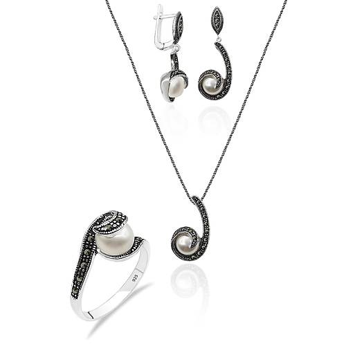Markazit Tal ncili l Set Gm Yzk Kpe ve Kolye Takm SET-441