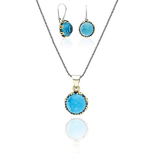 Akuamarin Tal Otantik Gm Bayan Kpe Kolye Ucu SET-376