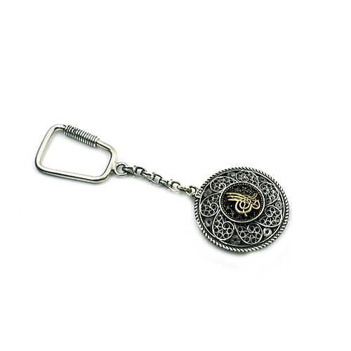 İsim Yazılabilen Osmanlı Tuğralı Gümüş Anahtarlık Telkari İşlemeli ANT-50