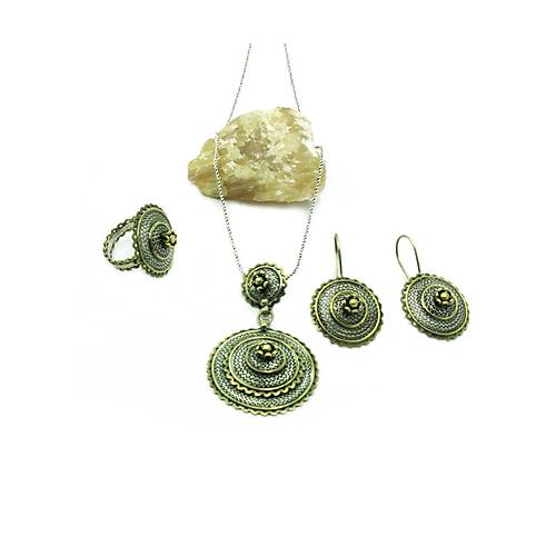 Telkari Otantik Gm Set Kadn Kpe Kolye ve Yzk Modeli SET-325