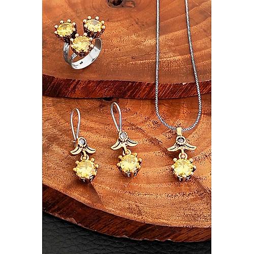 Sitrin Tal Otantik Gm l Set Kadn Yzk Kpe Kolye Takm SET-340