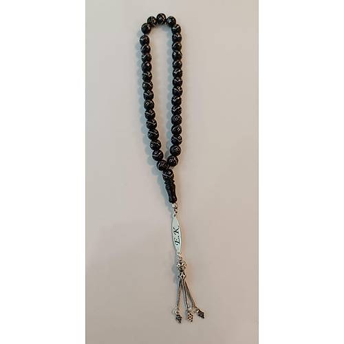 Ki�iye �zel �simli Rus Oltu Ta�� G�m�� ��lemeli �simli Tesbih TES-89