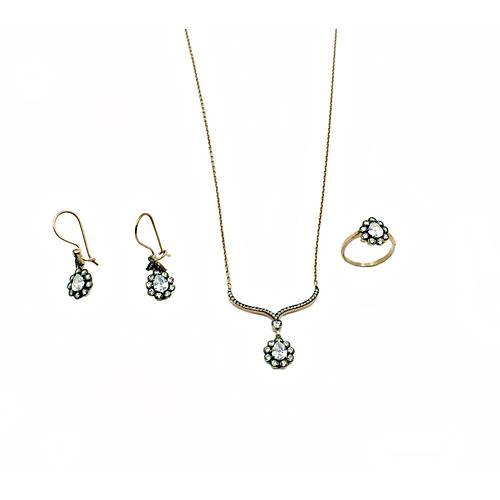 Kadn Rose Zirkon Tal Kadn Gm Set Yzk Kpe Kolye SET-272