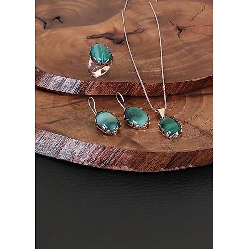 Malahit Tal Otantik Gm Set Yzk Kpe Kolye Takm SET-387