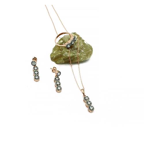 Rose Zirkon Tal Gm l Set Yzk Kpe Kolye 925 Ayar SET-296