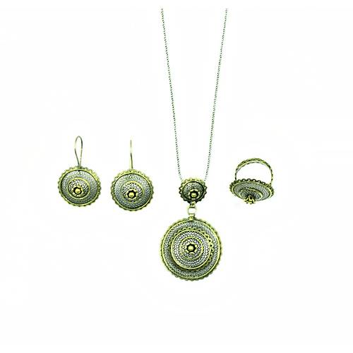 Telkari Otantik Gm Set Kadn Kpe Kolye ve Yzk Modeli SET-325