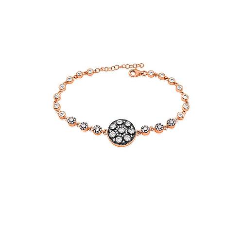 Zirkon Tal Rose Rengi Elmas Mntrl 925 Ayar Gm Bileklik Blk-222