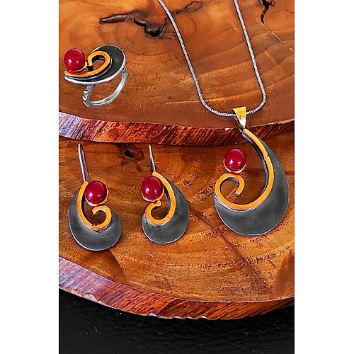 Mercan Tal Otantik Gm Set Oksitli Kadn Takm Yzk Kpe Kolye SET-271