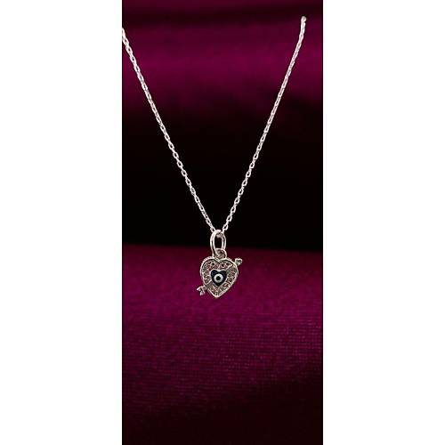 Gen� K�z Kolyesi G�m�� Kalpli Nazar Boncuklu Kolye Uc-567