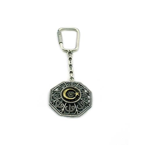 Ay Yldz Vav Elif Motifli 925 Ayar Gm Anahtarlk Modeli ANT-36