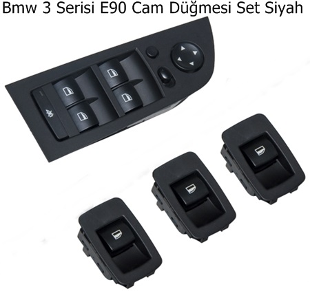Bmw 3 Serisi E90 Cam Düğmesi Set Siyah