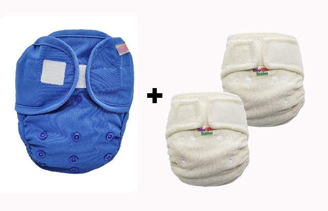 Cırtbantlı Tek Beden Cover Set - 1adet Tek Beden Cover + 2adet Bambu Emici Bez 2 BEDEN  LACİVERT