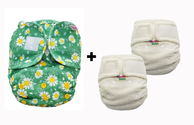 Cırtbantlı Tek Beden Cover Set - 1adet Tek Beden Cover + 2adet Bambu Emici Bez 2 BEDEN  PAPATYA