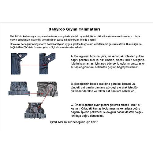 Mei Tai Organik Ayarlanabilir Half Buckle Kanguru - Gri