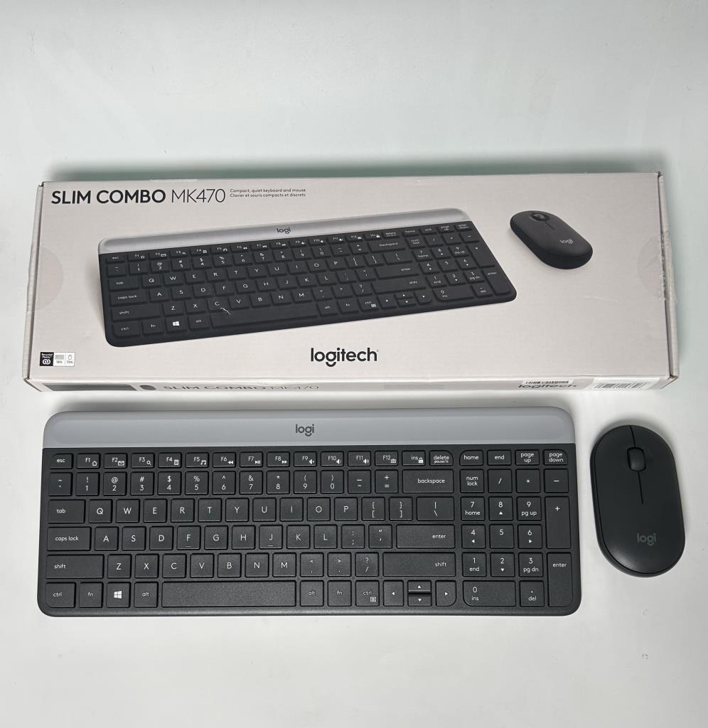 Logitech MK470 Kablosuz İnce İngilizce Q Klavye + Mouse Seti Siyah (OUTLET)