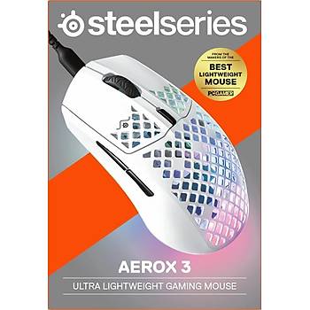 SteelSeries Aerox 3 2022 RGB Kablolu Beyaz Gaming Mouse