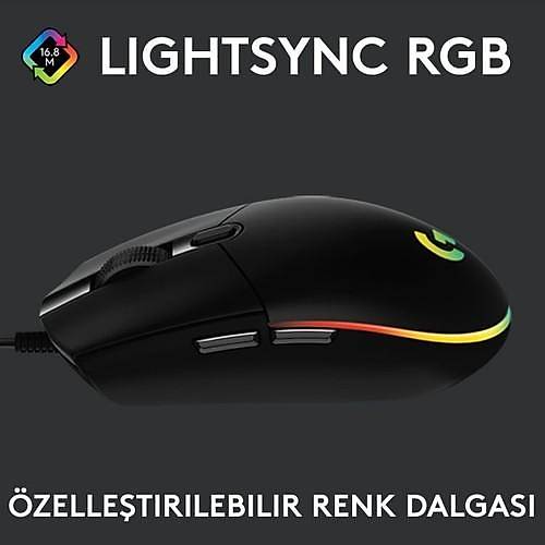 Logitech G G102 LIGHTSYNC RGB Aydınlatmalı 8.000 DPI Kablolu Oyuncu Mouse - Siyah