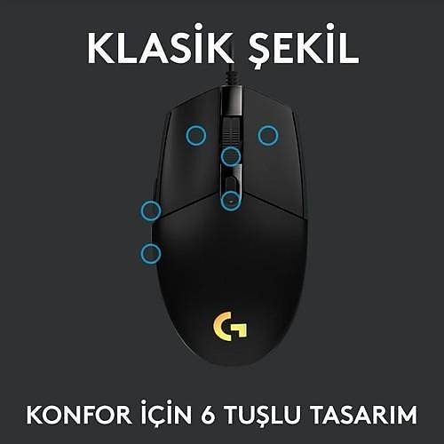 Logitech G G102 LIGHTSYNC RGB Aydınlatmalı 8.000 DPI Kablolu Oyuncu Mouse - Siyah