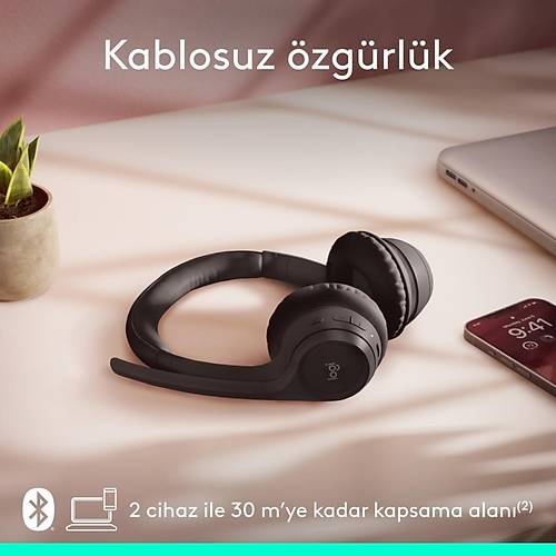 Logitech Zone 300 Grlt nleyici Mikrofonlu Kablosuz Bluetooth Kulaklk - Siyah