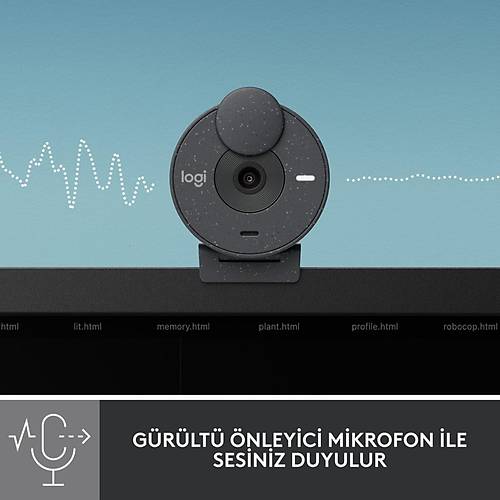 Logitech BRIO 300 Full HD 1080p Gizlilik Kapakl Mikrofonlu Web Kameras - Siyah