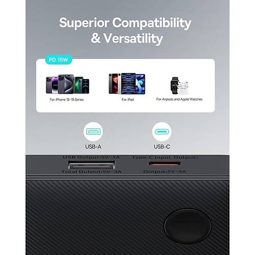 Basues Airpow Lite Power 10.000mAh 15W Ta��nabilir �arj Cihaz� - Siyah