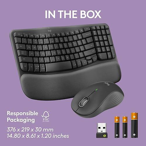 Logitech Wave Keys MK670 Combo M550 L Kablosuz Mouse Kablosuz Ergonomik Klavye