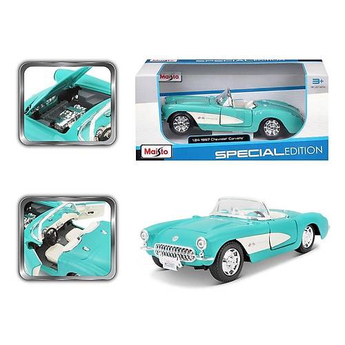 Maisto Chevrolet Corvette 1957 Diecast Model Araba 1:24 Special Edition Turkuaz