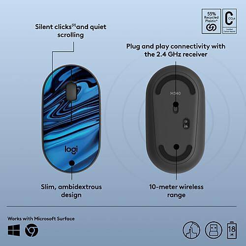 Logitech M340 Wireless Mouse Blue Galaxy