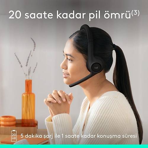 Logitech Zone 300 Grlt nleyici Mikrofonlu Kablosuz Bluetooth Kulaklk - Siyah