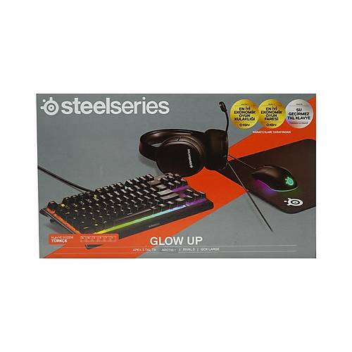 SteelSeries Glow Up Bundle Arctis 1 - Rival 3 - Apex 3 TKL - Qck+ 4'lü Set Siyah