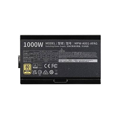 Cooler Master Elite Gold MPW-A001-AFAG-BEU 1000W Atx 3.1 Pc�e-E 5.1 80+ Gold Full Mod�ler Power Supply