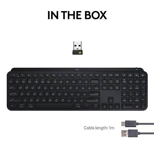 Logitech MX Keys S Aydnlatmal Kablosuz ngilizce Q Klavye Siyah