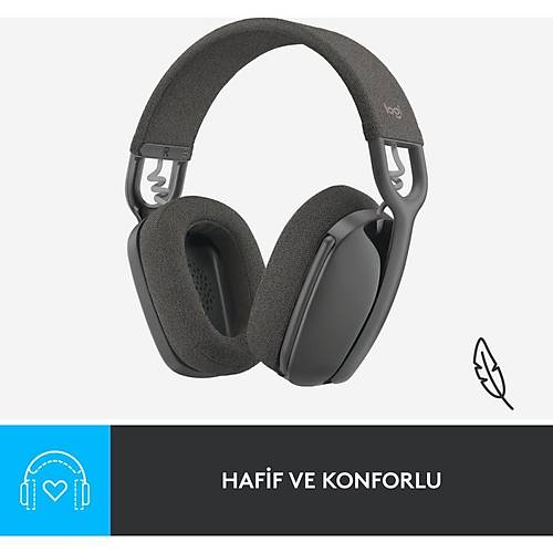 Logitech Zone Vibe 100 Mikrofonlu Kablosuz Bluetooth Kulak st Kulaklk - Siyah