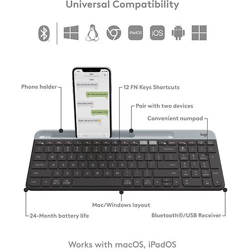 Logitech K585 Multi-Device Slim Kablosuz Klavye